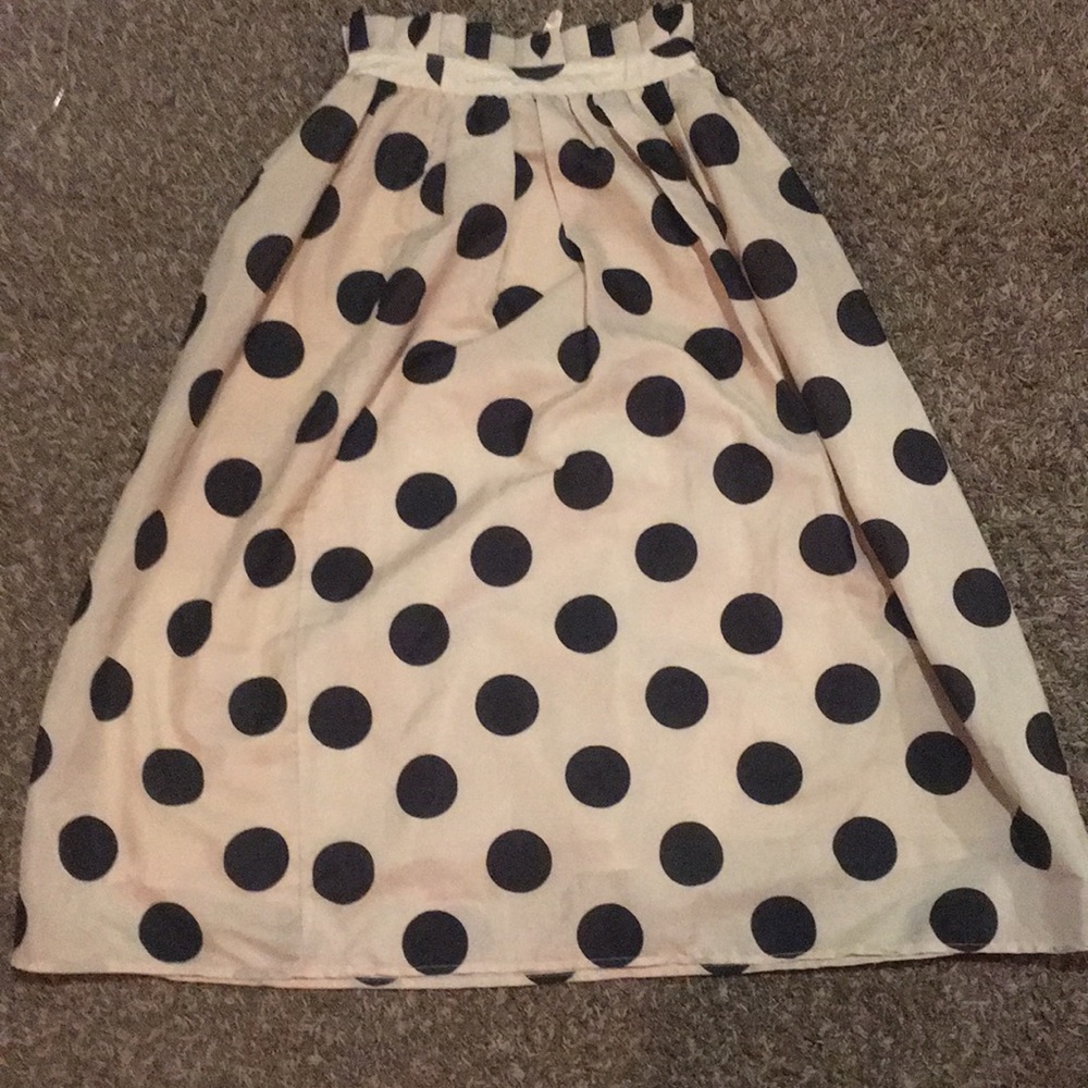 Gold with black black polka dot skirt:)